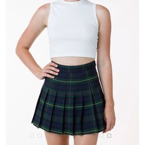 American apparel green plaid tennis skirt size S